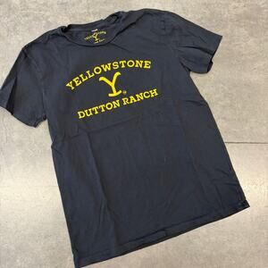 Vintage Y2k Yellowstone Mountians Nature Dutton Ranch Black Graphic Tee Medium